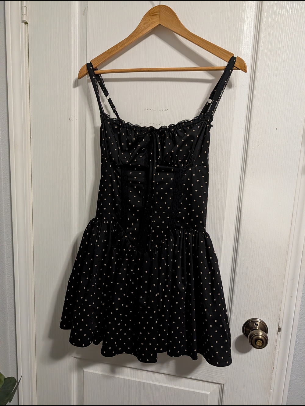 Black Polka Dot Corset Mini Dress